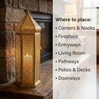 Vela Lanterns Decorative Indoor Gold Moroccan Floor Lantern, Extra Large - Image 3