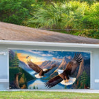 13x6 ft Soaring Eagles Garage Door Banner- Flying Bald Eagles Mountain Landscape Backdrop, Hanging Garage Decorations - for 4th of July Patriotic Holiday Party Background, Outdoor Wall Sign Decor - Image 3