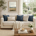 MIULEE Euro Sham Corduroy Decorative Throw Pillow Covers 24x24 Blue - Image 5