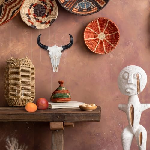 IMIKEYA Cow Skull Wall Decor, Resin Bull Skull with Horns, 8.5x8.5x2.4 Inch - Image 6