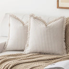 YEENAASY Throw Pillow Covers 26x26 Boho Striped Pillow Cases with Tassel by YEENAASY
