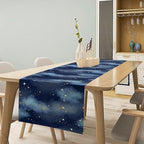 Cartoon Stars Clouds Table Runner Magic Space Cosmic Constellation Cotton Linen Table Runner Decoration for Kitchen Family Dinner Table Holiday Party Farmhouse Style 13x120in - Image 2