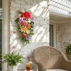 Svndlyn 24 Inch Lighted Floral Teardrop Swag with Timer, Peony and Roses - Image 3