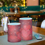 ALAZA Valentines Day Glitter Red Hearts Flickering Flameless Candles Battery Operated with Remote Timer,Tea Light Candles LED Pillar Votive Candles Set of 2 for Outdoor Indoor Decorations - Image 6