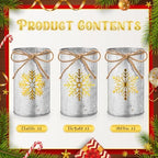 Domensi 6 Pcs Christmas Table Centerpieces Gold Snowflake Vases Decor Rustic Farmhouse Galvanized Metal Vase for Flower Mason Jar Utensil Holder for Home Kitchen Office Xmas Holiday Winter Decorations - Image 4