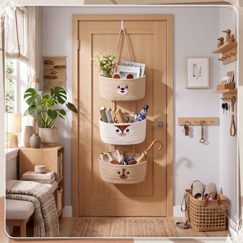 Novabright 3 Tier over The Door Hanging Basket Organizer with Hooks - Image 3