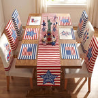 Newtay 13 Pcs 4th of July Table Runner Placemats and Dining Chair Cover Set Patriotic Red White Blue Decoration for 250th Anniversary Memorial Independence Day Kitchen Dining Home Party Decor(Stylish) - Image 4