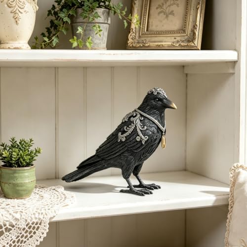 Cynkeyee Raven Statue Crow Figurine - Halloween Gothic Home Decor 7.5 in - Image 3