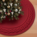 VOXOR 48 Inch Christmas Tree Skirt, Large Chunky Knitted Tree Skirt with Bow Tie Closure, Burgundy Vintage Tree Skirts for 7 & 7.5 & 8 Feet Trees, Farmhouse Christmas Decorations for Home Living Room by VOXOR