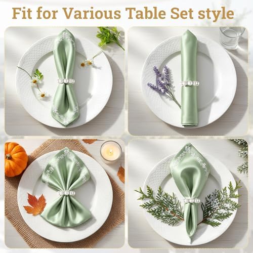Suream Napkin Rings Set of 60, Silver Elegant Napkin Rings Bulk for Wedding Dinner Party Kitchen Table Setting Birthday Christmas Thanksgiving Decorations - Image 3
