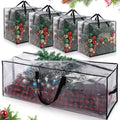 Simgoing 5 Pack Christmas Storage Bags, 7.5 Ft Christmas Tree Large Bag and 4 Garland Wreath Containers Packing Tote Moving Bags with Handle Zipper Heavy Duty for Artificial Xmas Tree Wreath Garland by Simgoing