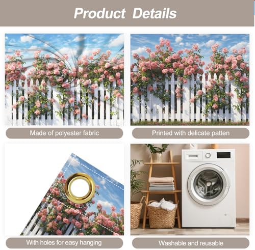 6 * 13FT Summer Rose Garage Door Cover Decorations Rose Garage Door Banner for Outdoor Indoor Summer Party Photography Backdrop - Image 3