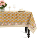 CPC Yellow Citrine Block Print 100% Cotton Rectangle Tablecloth 60x102 Inch by COTTONPRINTCLUB