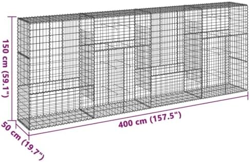 vidaXL Gabion Basket with Cover 157.5"x19.7"x59.1" Galvanized Iron - Image 3
