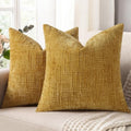 decorUhome Textured Chenille Throw Pillow Covers 26x26 Set of 2 Yellow by decorUhome