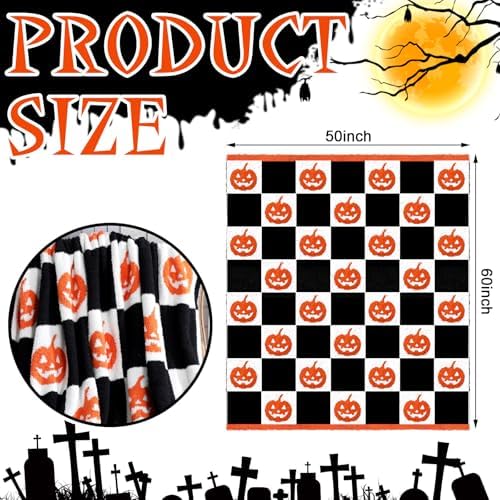 Buryeah Halloween Pumpkin Knit Throw Blanket, 50 x 60 Inch Grimace Reversible Knitted Throw Blanket, Cozy Lightweight Soft Gift for Couch Sofa Bed - Image 4