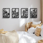 Glamativity Large 4 Pcs Colorful And Black Double-Sided Gold Leaf Metal Wall Art, 22.5 x 15.7'' Botanical Abstract Wall Décor Metal Leaf with Frame, 3D Textured Sculptures, Modern Wall Art With Ginkgo Biloba Design for Living Room Bedroom Bathroom Stud... - Image 4