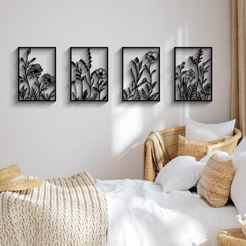Glamativity Large 4 Pcs Colorful And Black Double-Sided Gold Leaf Metal Wall Art, 22.5 x 15.7'' Botanical Abstract Wall Décor Metal Leaf with Frame, 3D Textured Sculptures, Modern Wall Art With Ginkgo Biloba Design for Living Room Bedroom Bathroom Stud... - Image 4