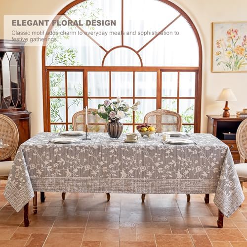 Midsummer Breeze French Country Gray Floral Tablecloth Rectangle 60”x90” - Image 4