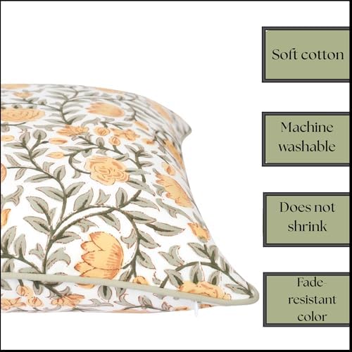 Floral Pillow Covers Yellow Set of 2 Pillow Covers 18x18 inches Throw Pillow Covers for Couch Bed Bedroom Living Spring Pillow Covers Boho Decorative Pillow Farmhouse Decor - Image 4