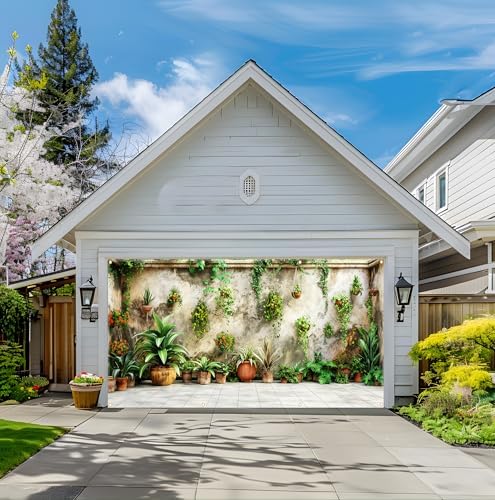 Large Garage Door Cover 157.5x70.9in Garden Plant Garage Door Banner Outdoor Decorations with Grommets & Rope, Waterproof Garage Door Decorations for House Exterior Spring Patio Decor - Image 3