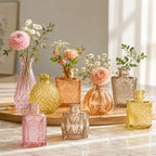 84 Pcs Colored Glass Bud Vases in Bulk, Small Flower Vases for Centerpieces Table Decorations, Mini Vintage Colored Glass Bottles, Wedding, Baby Shower, Home Decor (Orange Yellow Series, 84 PCS) - Image 3