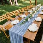 LemonRoad 4 Pcs 20ft Cheesecloth Table Runners Boho Gauze, Light Blue - Image 6