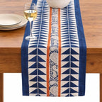 Hand Block Printed Cotton Table Runner, Machine Washable Cotton Runner, Boho Floral Centerpiece Accent for Dining Tables and Buffet Cabinets, 16x70 Inches - Indigo Blue & Orange by THEARTBOX
