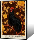 Elegant Chinese Lunar Year of the Rooster Art Print – Golden Chrysanthemum Zodiac Wall Decor for Home Bathroom Living Room Kitchen – Aesthetic Family Wall Decor Prints 12X18 in Black Framed by Unknown