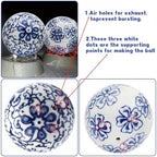 6 Pc Decorative Blue Balls Chinoiserie Ball Ceramic Orbs for Centerpiece Bowls Tray Bowl Basket Gifts for Vases Dining Table Christmas Halloween Wedding Party Decoration(B) - Image 3