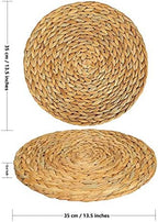 13.8'' Round Woven Placemats Set of 4 Plate Chargers, Heat Resistant Non-Slip Water Hyacinth Weave Place Mats Farmhouse Straw Braided Rattan Tablemats Wicker Placemats for Table Decoration - Image 2