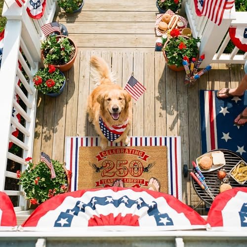 Moucuny 2 Pcs 4th of July Coir Door Mat Outdoor, Patriotic Non-Slip Decor - Image 2