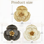 DILATATA 3 Pcs Metal Flower Wall Art Set 10 Inch Rustic Modern Floral Sculpture 3D Metal Flower Wall Hanging Accent for Indoor Living Room Bedroom Kitchen Bathroom Garden Patio Decor - Mixcolor - Image 2