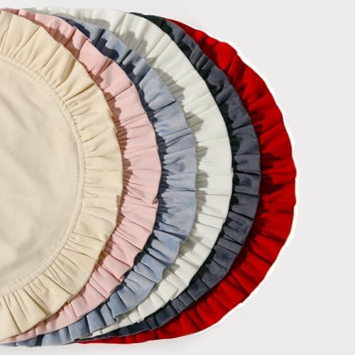 18 Inch Velvet Round Placemat with Ruffle for Dining Table Outdoor Placemats Non-Slip Washable for Gathering, Occasional Decoration and Family Parties Celebrations Set of 4, Beige - Image 6