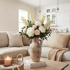 Ceramic Flower Vase with Handles,12" Neutral Tall Clay Terracotta Vases Farmhouse Table Vases with Handle Living Room Decor Rustic Pottery Pots for Home Shelf Coffee Dining Desk Fireplace - Image 5
