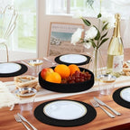 Round Placemats Set of 6 with Holder, Cotton Rope Woven Place Mats, Hot Pads for Kitchen, Heat Resistant Table Mats, 13 Inch Farmhouse Washable Braided Placemat for Kitchen Decor (Black) - Image 5