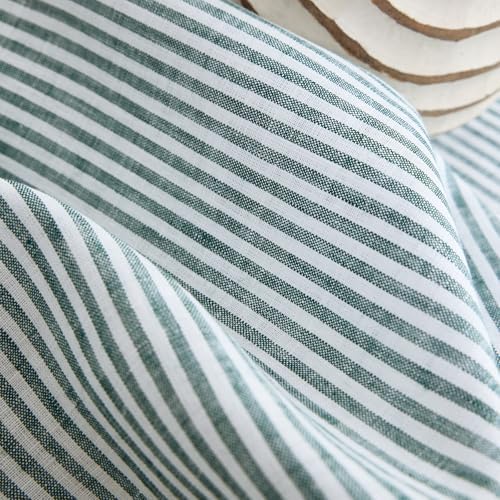 Solino Home 100% Linen Table Runner, 14 x 132 in, Rainforest, Narrow Stripe - Image 2