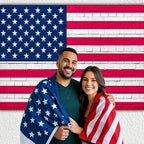 Independence Day Photo Backdrop 12x10 FT Large Patriotic American Flag Brick Wall Background 4th of July Decorations for Home Outdoor Banner Polyester - Image 2