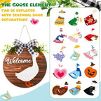 Lineshading 16 Pcs Wooden Interchangeable Goose Welcome Sign, Brown - Image 3