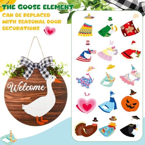 Lineshading 16 Pcs Wooden Interchangeable Goose Welcome Sign, Brown - Image 3