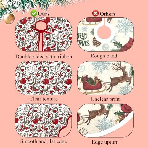Ridhi Prune Red Hand Block Print Cotton Christmas Tree Skirt 60 Inch - Image 4