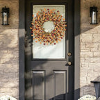 24in Fall Wreaths for Front Door Handcrafted Paper Flower Wreath - Image 5