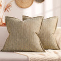 ZWJD Pillow Covers 24x24 Set of 2 Soft Polyester Textured Pillow Covers with Stylish Flange Edge Cozy Farmhouse Throw Pillows for Couch Bed Sofa Living Room by ZWJD