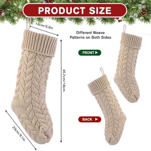 4 Pack 18 In Christmas Knit Hanging Stocking Xmas Home Decoration - Image 5