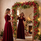 Retrowavy Christmas Mirror Garland Cedar Decor 6.56ft, Cool Tone, 6 Pcs - Image 3