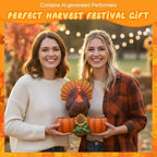 Thanksgiving Turkey Tealight Candle Holder with 3 Pumpkin - Image 5