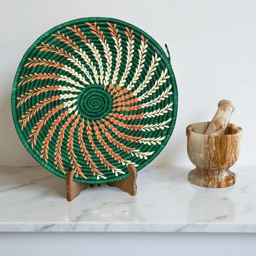 Handwoven African Basket Bowl for Fruits Wall Decor 10in diameter - Image 3