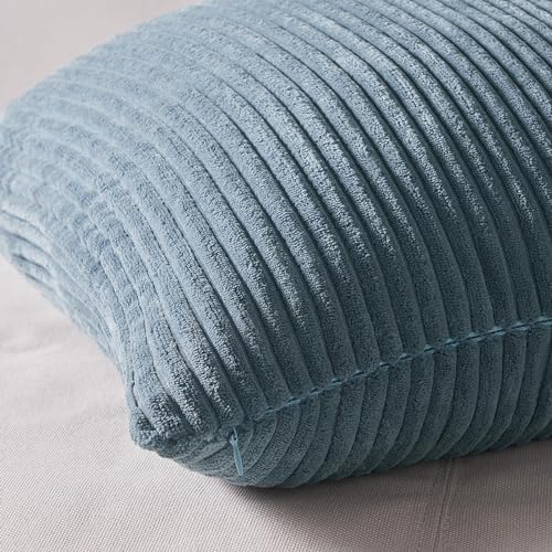 Topfinel Decorative Throw Pillow Covers Dusty Blue Navy Series 16x16 Inch Set of 4,Summer Corduroy Striped Toss Pillows for Couch,Patio,Balcony,Children Bedroom,Modern Fluffy Blue Gradient Shams - Image 6