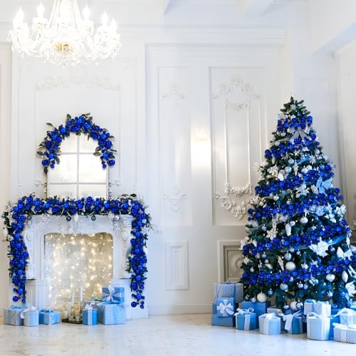 2 Pcs 6 ft Christmas Ball Ornament Garland, Navy Blue - Image 7