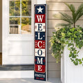 48x8" Custom 4th of July Welcome Porch Sign, Personalized Patriotic Porch Decor for Independence Day, Standing Welcome Sign for Front Door, PVC, Design 1 by BasicFundamentals